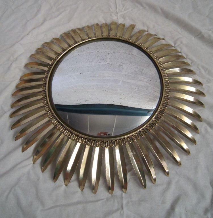 Pair of sunburst convex mirrors. Original.