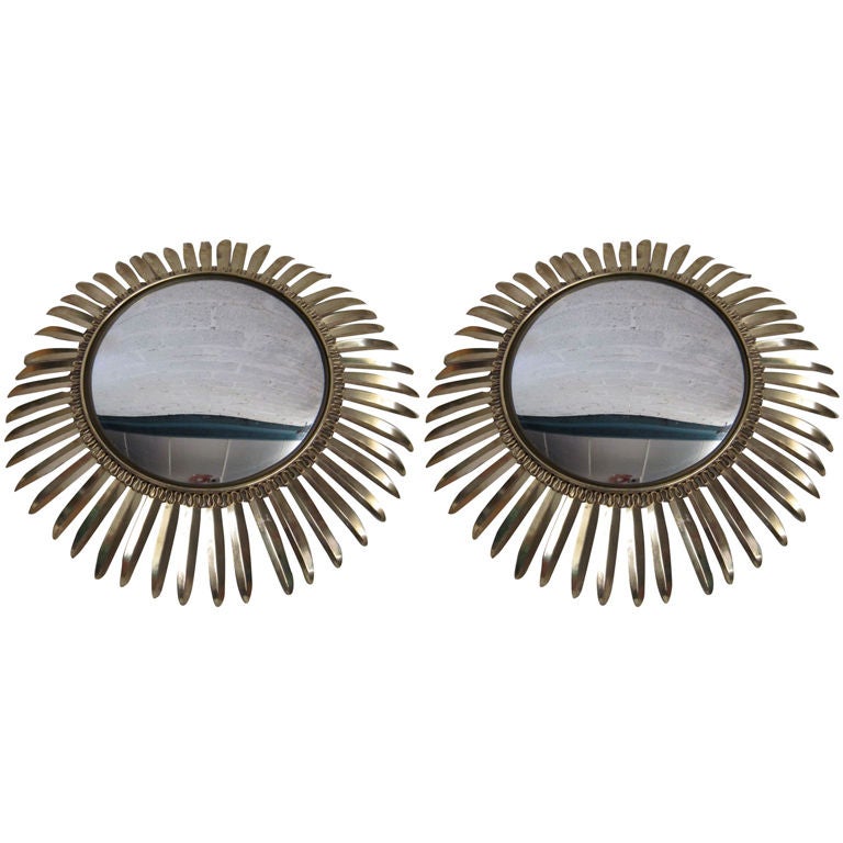 Pair of Sunburst Convex Mirrors