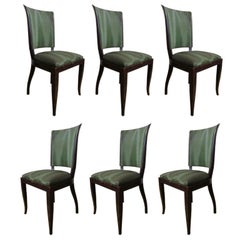 Vintage Set of Six High Back Art Deco Chairs