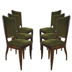 Set Of Six Velvet Art Deco chairs