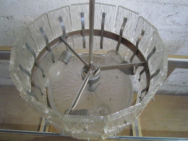 Late 20th Century Glass and Chrome Ceiling Light For Sale