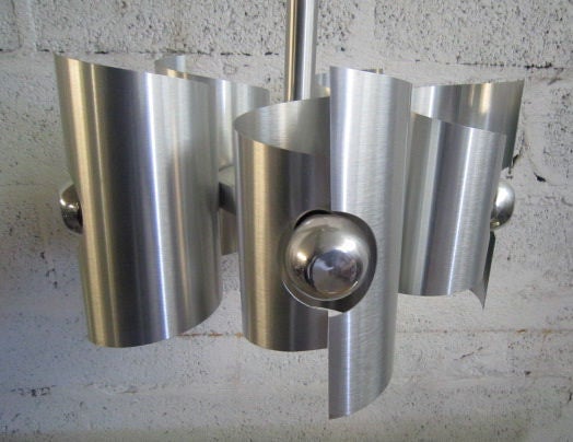 Late 20th Century Pair of Steel Ceiling Lights For Sale