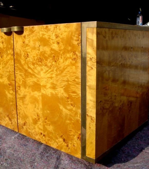 Burl and brass cabinet. Original condition form the 1970's