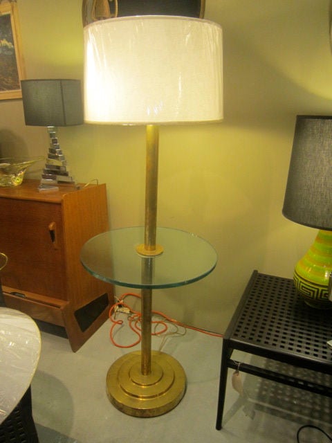 French Art Deco Brass Floor Lamp For Sale