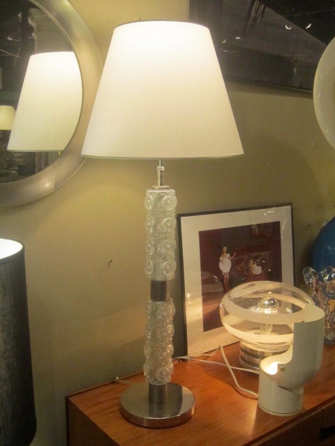 glass and metal lamp
