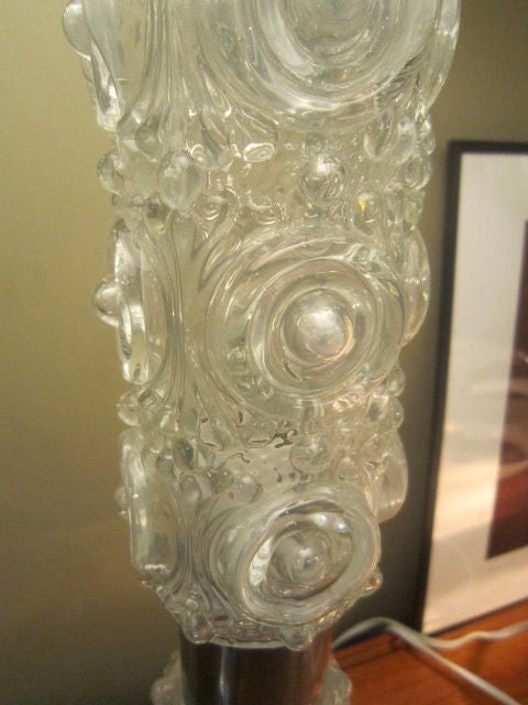 European Glass and Metal Table Lamp For Sale