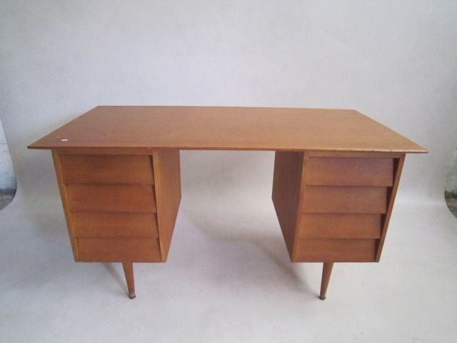 20th Century Oak Desk and Chair Designed by Roger Landault