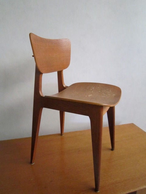 Oak Desk and Chair Designed by Roger Landault 1