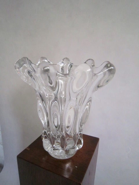 Mid-20th Century Large Vannes Crystal Vase For Sale