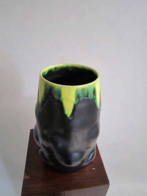 French Elchinger Black and Yellow Vase