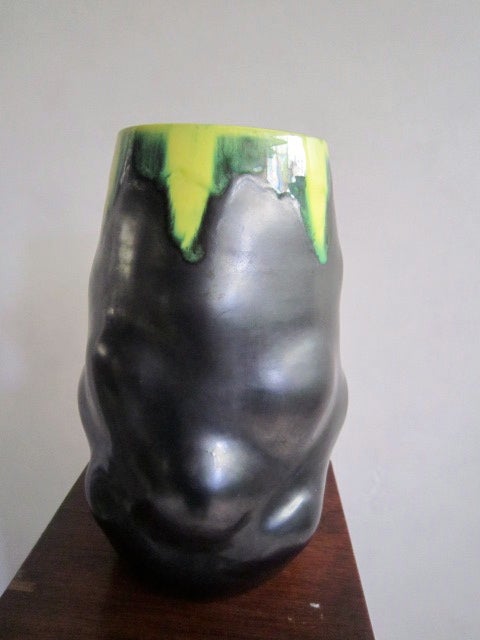Ceramic Elchinger Black and Yellow Vase