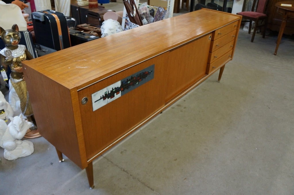 Mid-20th Century Cabinet with Ceramic Inlay