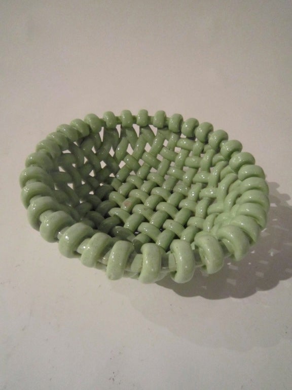 Woven glazed ceramic bowl by Jerome Massier. Located in NY
Signed Massier / Vallauris.