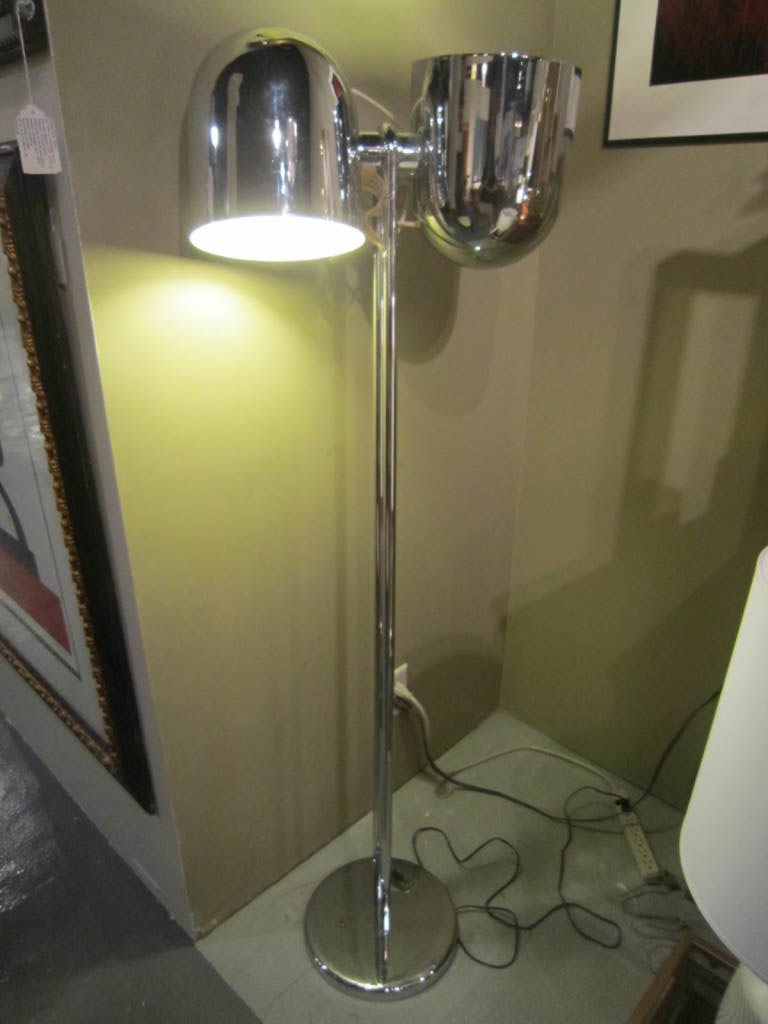 French Adjustable Chromed Floor Lamp For Sale