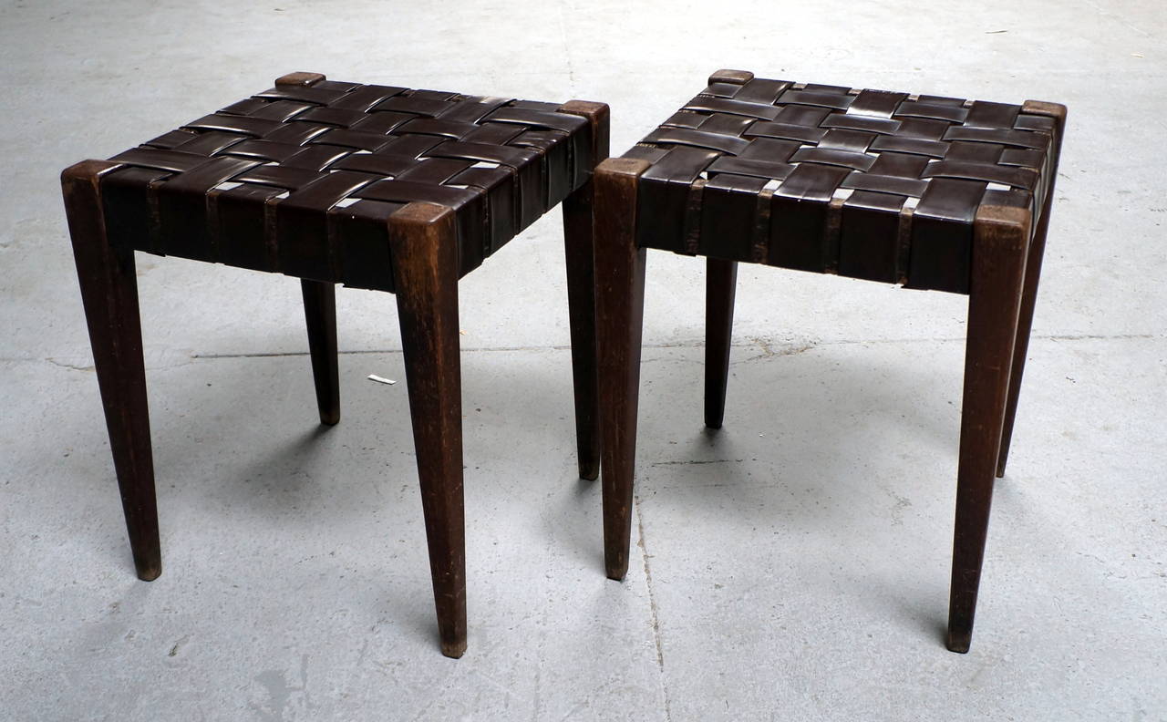 Four leatherettes stools by Rene Gabriel. Located in NY.
Original condition.