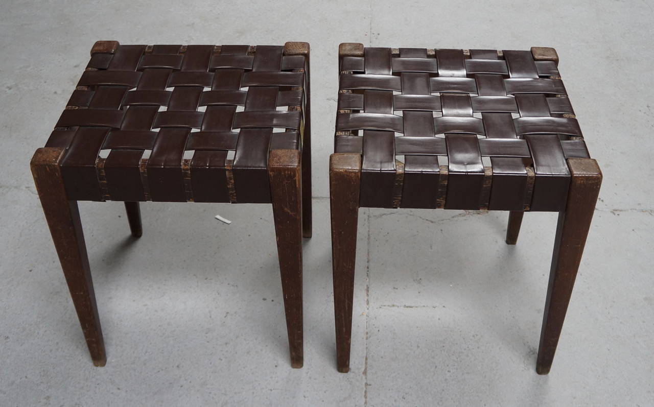 French Four Leatherettes Stools by Rene Gabriel