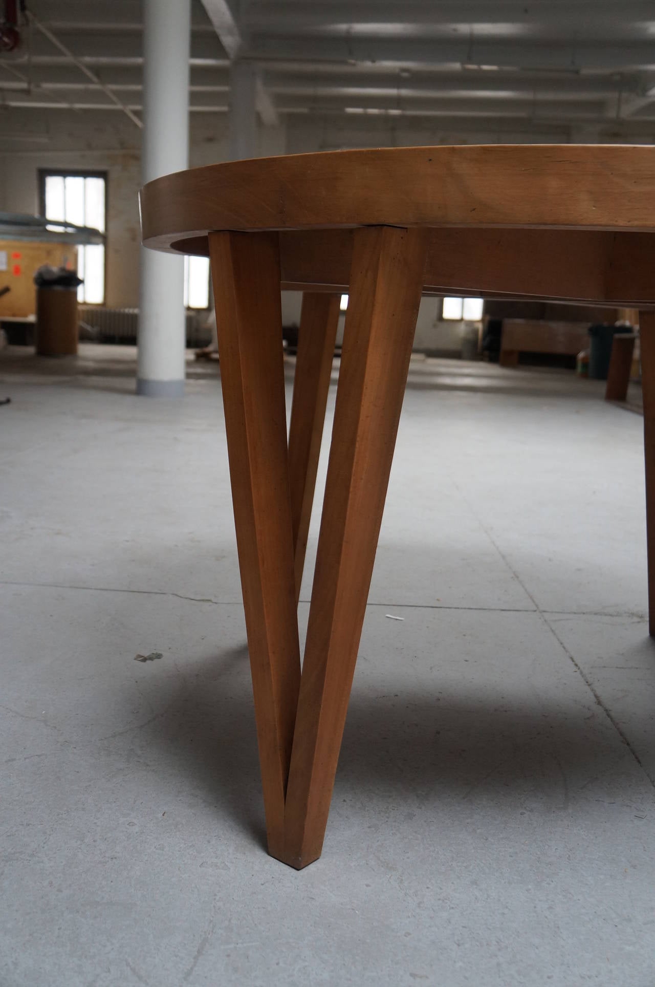French Sycamore Round Dining Table For Sale
