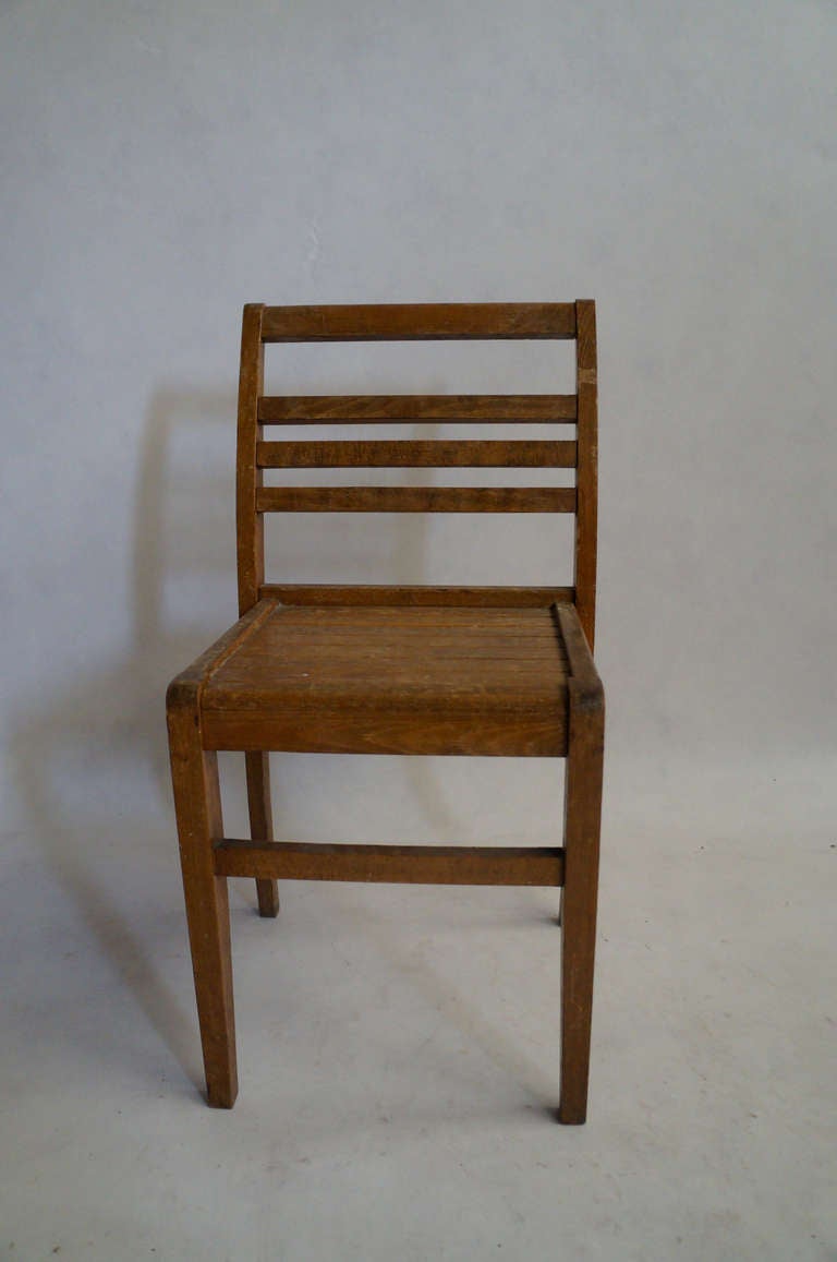 Set of Four Rene Gabriel Oak Chairs In Fair Condition For Sale In Brooklyn, NY