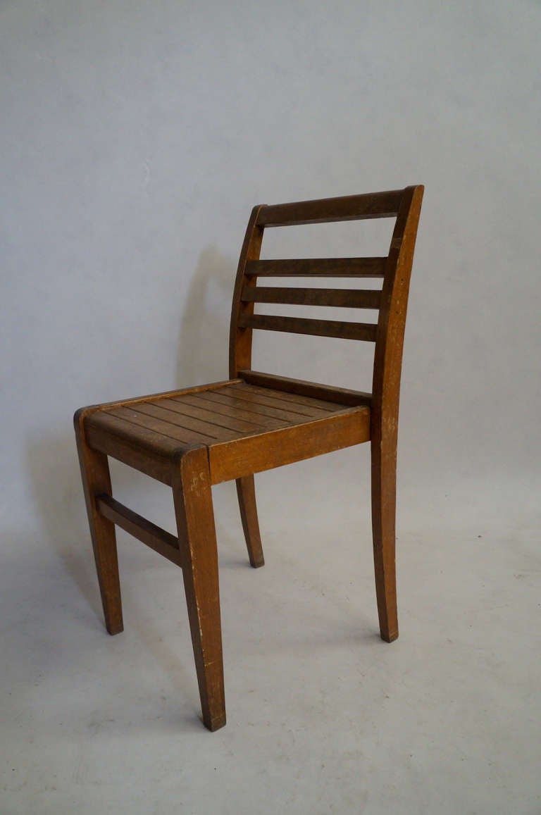 Mid-Century Modern Set of Four Rene Gabriel Oak Chairs For Sale