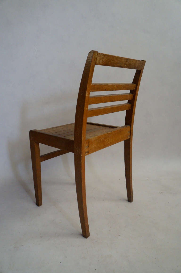 French Set of Four Rene Gabriel Oak Chairs For Sale