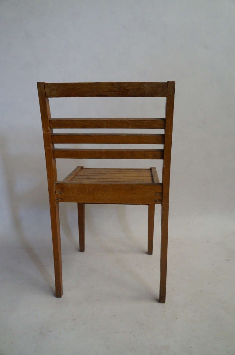 Mid-20th Century Set of Four Rene Gabriel Oak Chairs For Sale