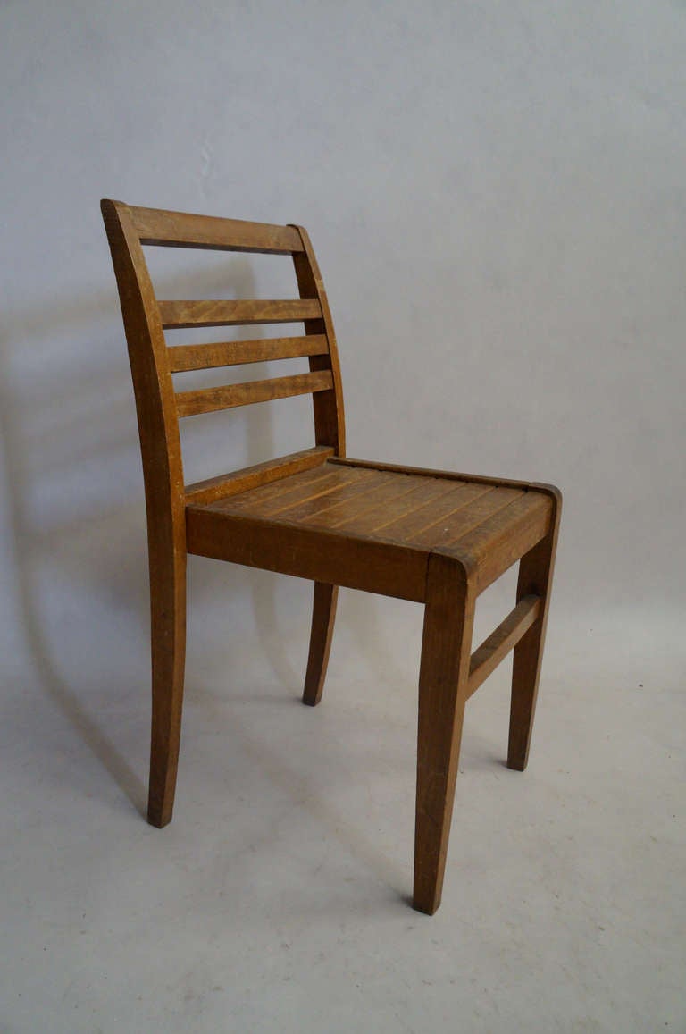 4 chairs in oak designed by Rene Gabriel in the 1950´s 
Original condition.