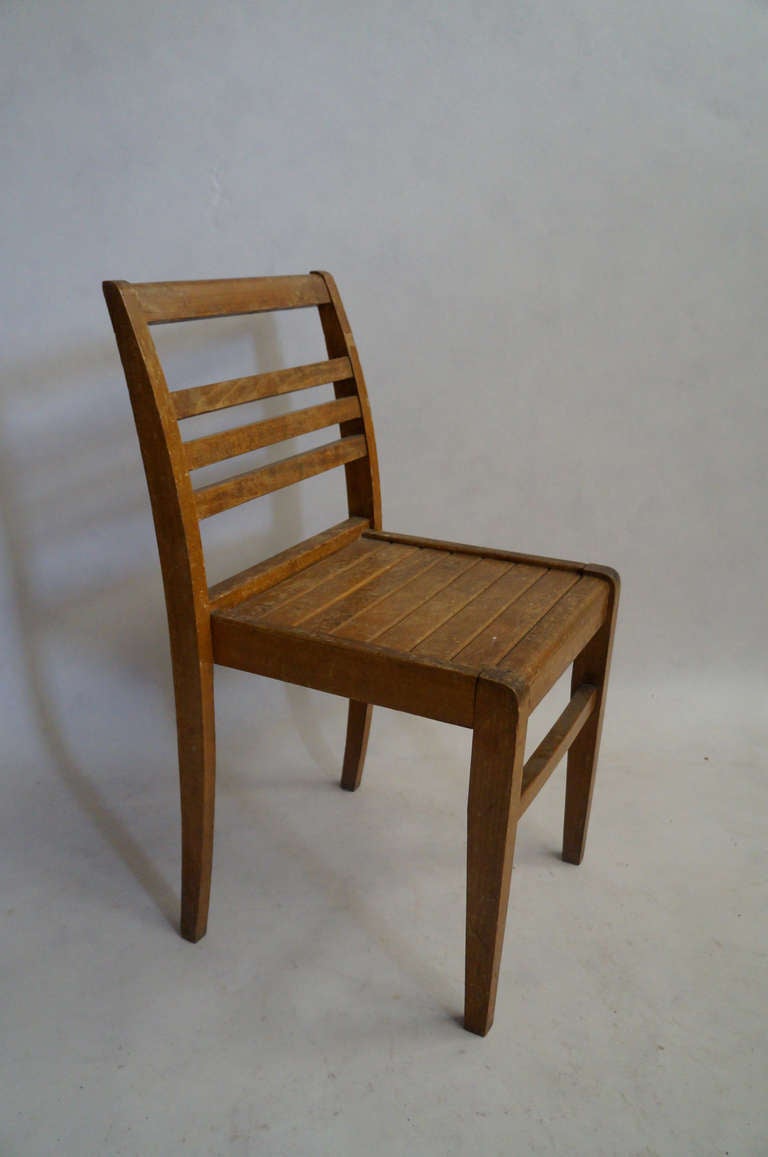 Set of Four Rene Gabriel Oak Chairs For Sale 1