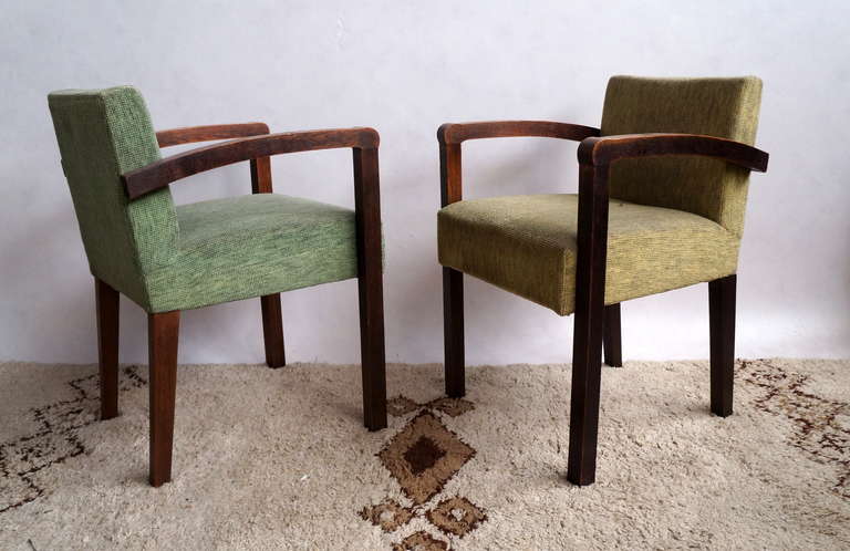 4 bridge chairs from the 1930's realized by Gauthier Poisnignon , Nancy , France 
original condition 