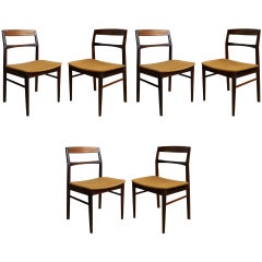 Vintage Set of Six Chairs in Plain Wood