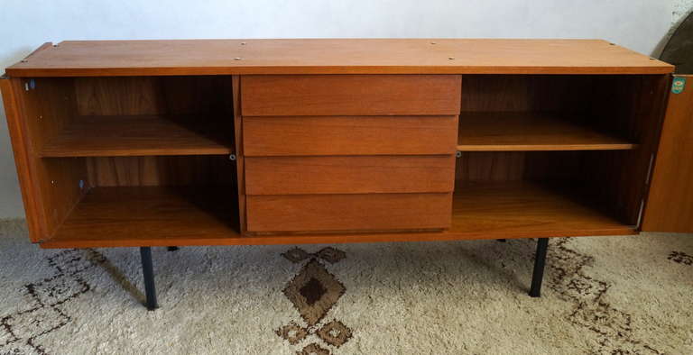 Mid-Century Modern 1950s Cabinet with Brass Handles by Louis Paolozzi For Sale