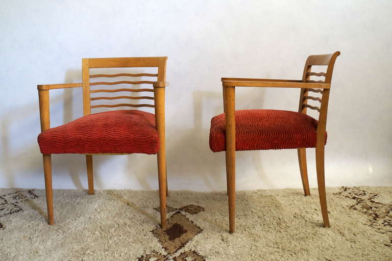 French Set of Three Sycamore Bridge Armchairs For Sale
