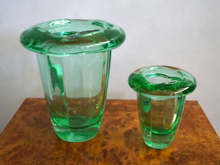 Two Green Vases by Daum In Fair Condition In Brooklyn, NY