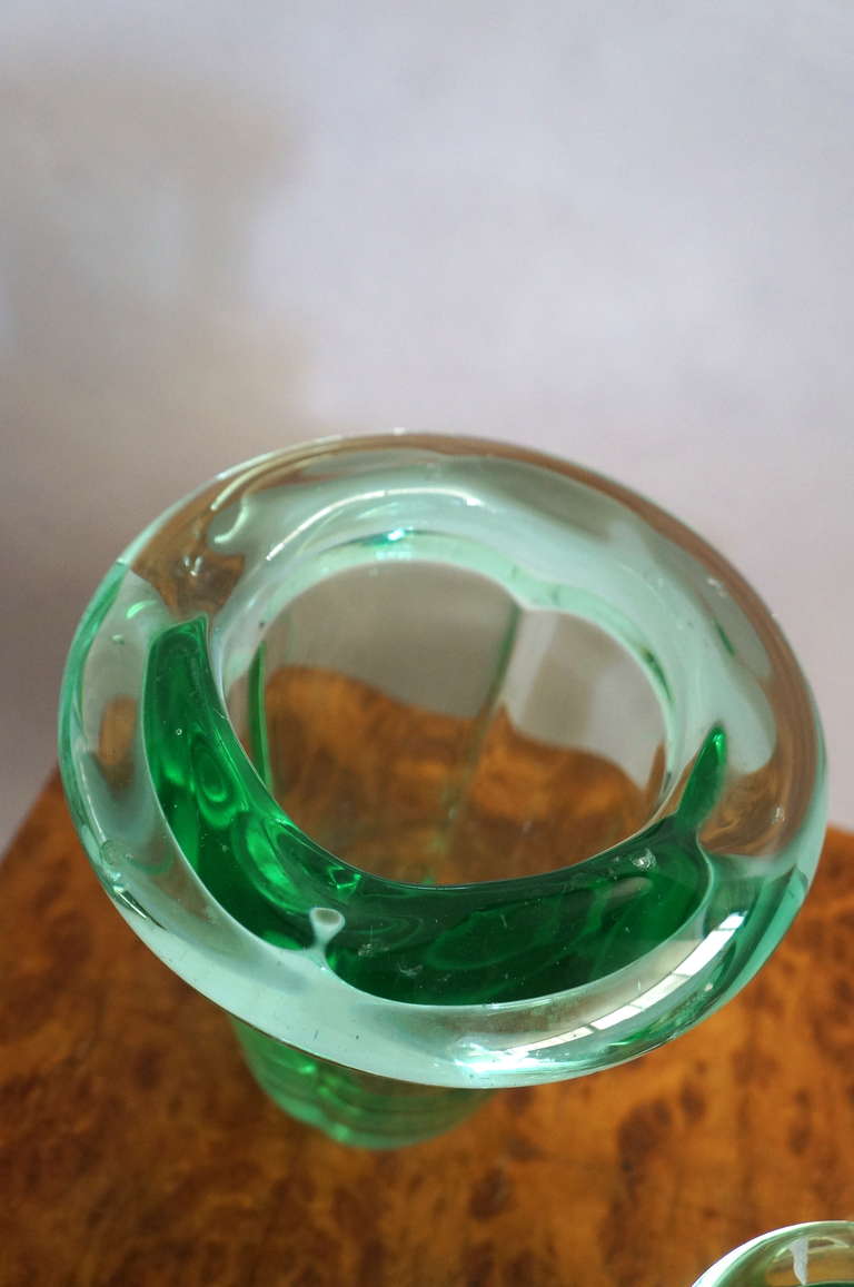 Glass Two Green Vases by Daum