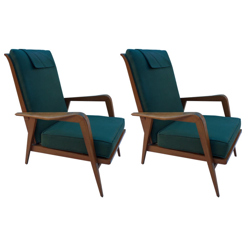 Pair of Reclining Armchairs by Etienne Henri Martin
