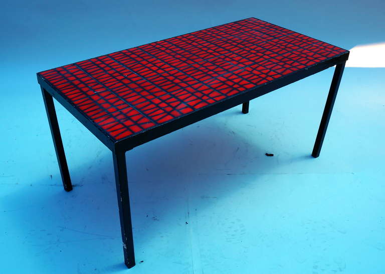 Mid-20th Century Red Ceramic Capron Table