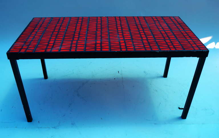 French Red Ceramic Capron Table
