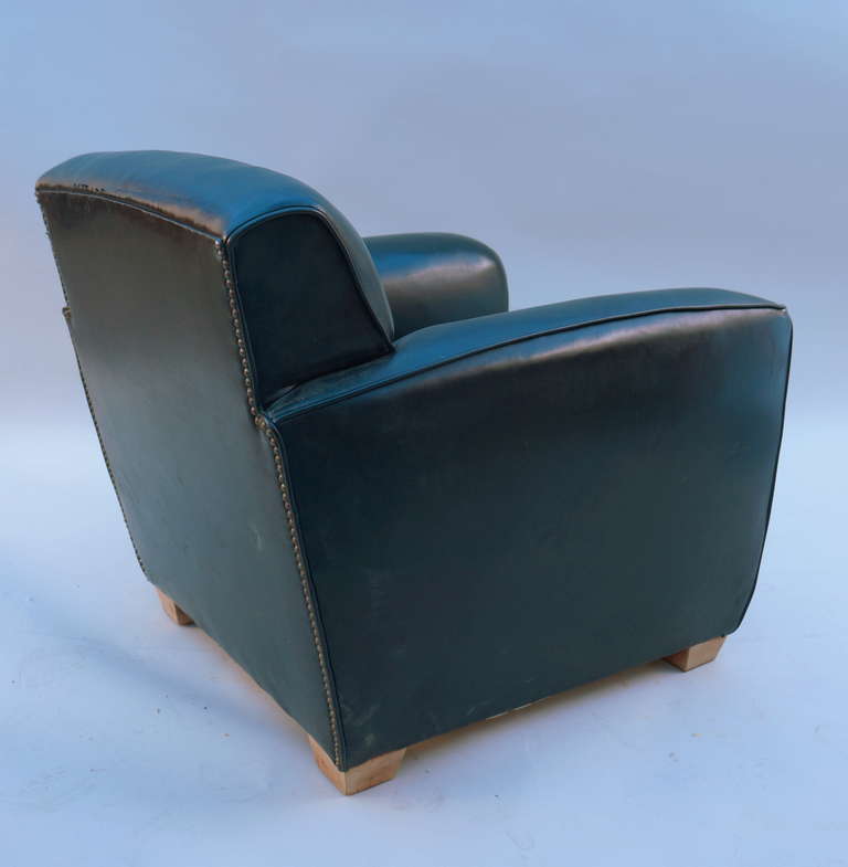 Faux Leather Art Deco Club Chair in the Manner of Dominique For Sale