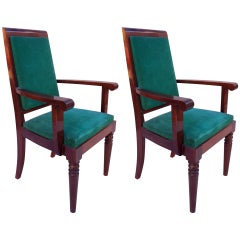 Pair of High Back Armchairs