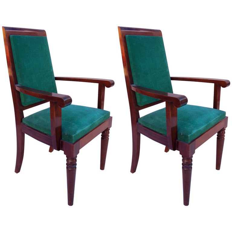Pair of High Back Armchairs For Sale at 1stDibs