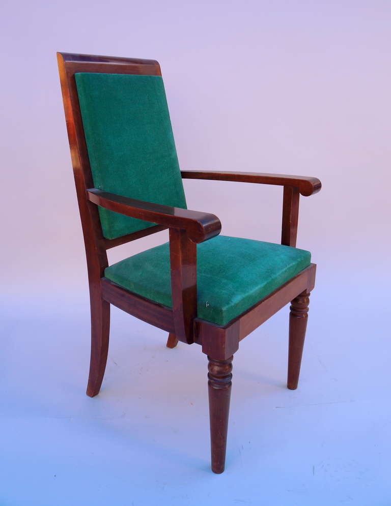 Pair of high back armchairs, located in New York.
Original condition.