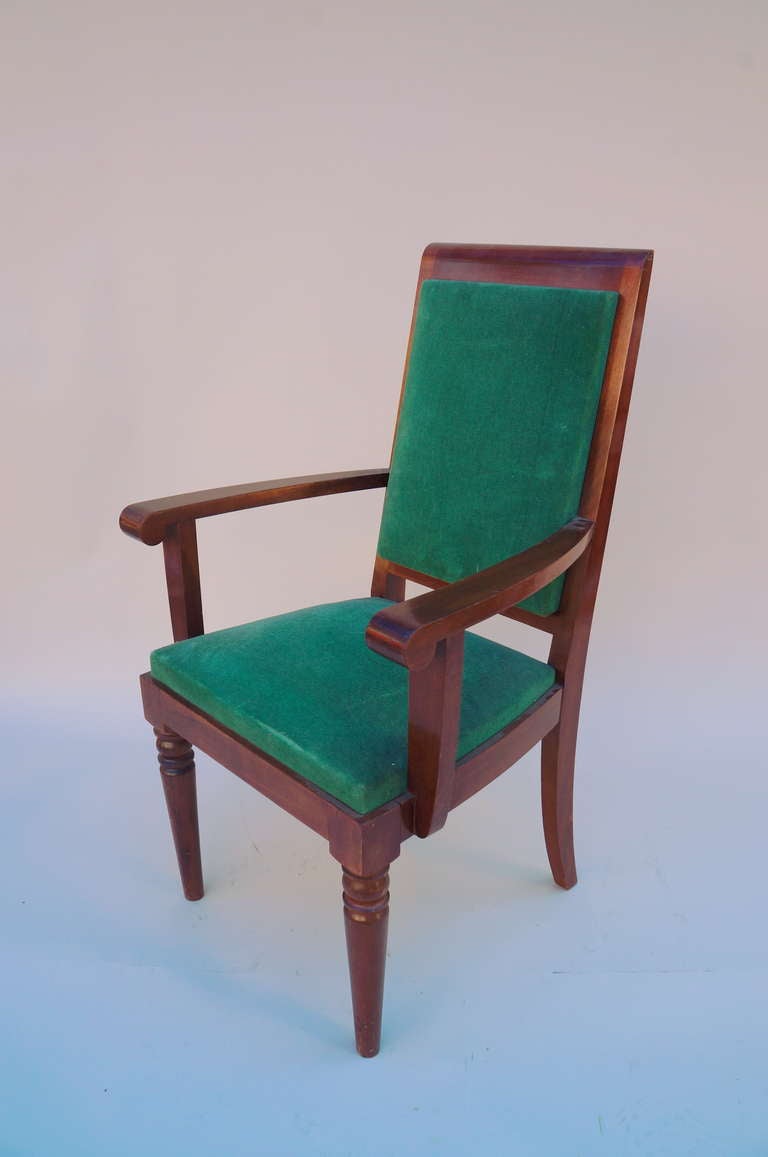 French Pair of High Back Armchairs