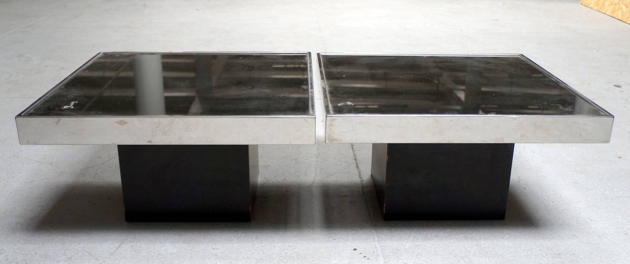 Pair of Mirrored End Tables In Good Condition For Sale In Brooklyn, NY