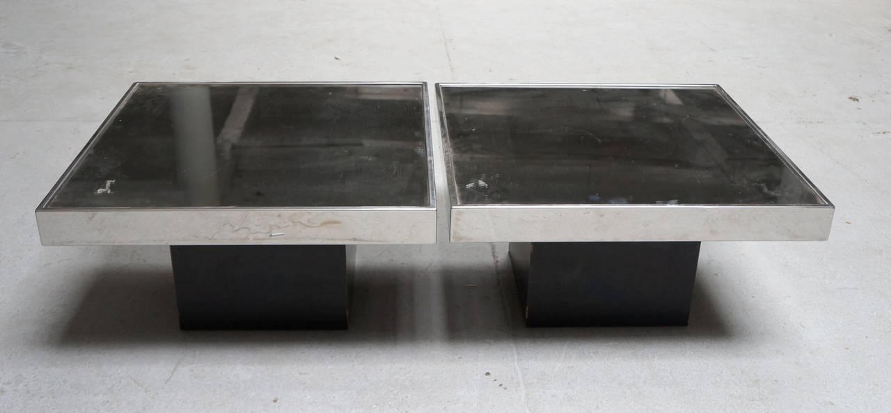 French Pair of Mirrored End Tables For Sale