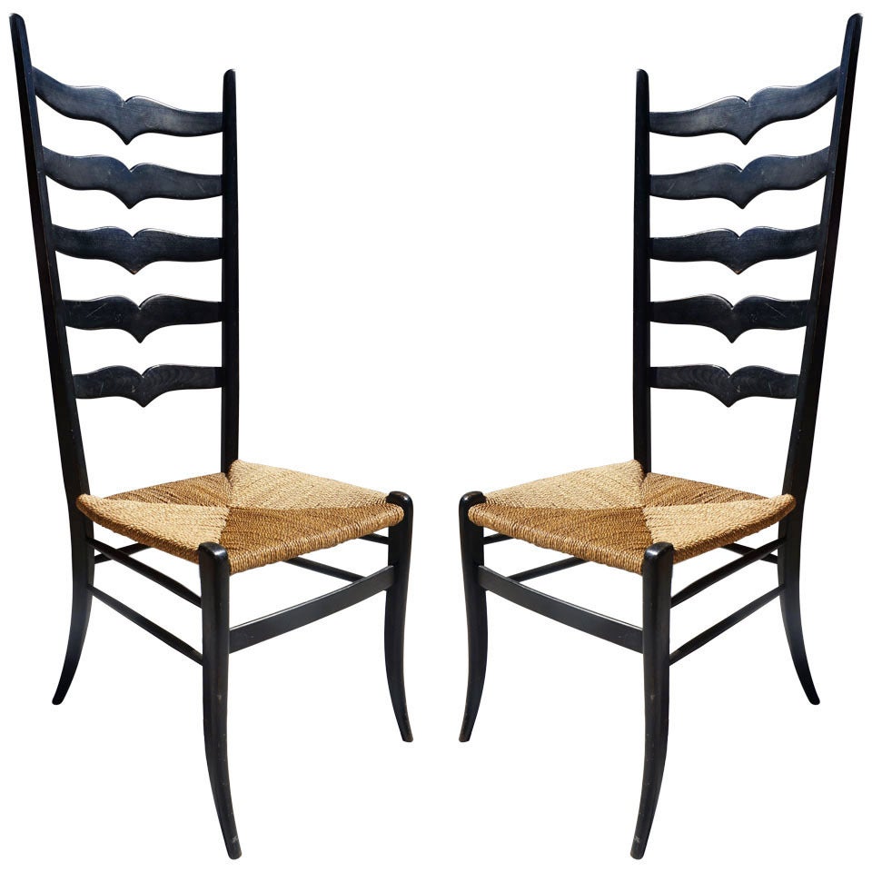 Pair of High Back Italian Chairs