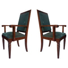 Pair of High Back Armchairs