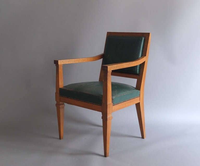 3 Fine French Art Deco Mahogany Armchairs Attributed to Arbus In Good Condition In Long Island City, NY