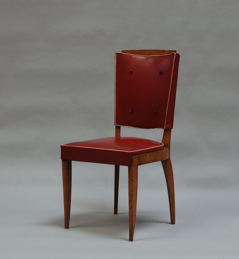 Mid-20th Century Set of 6 French Art Deco Stained Beech Chairs