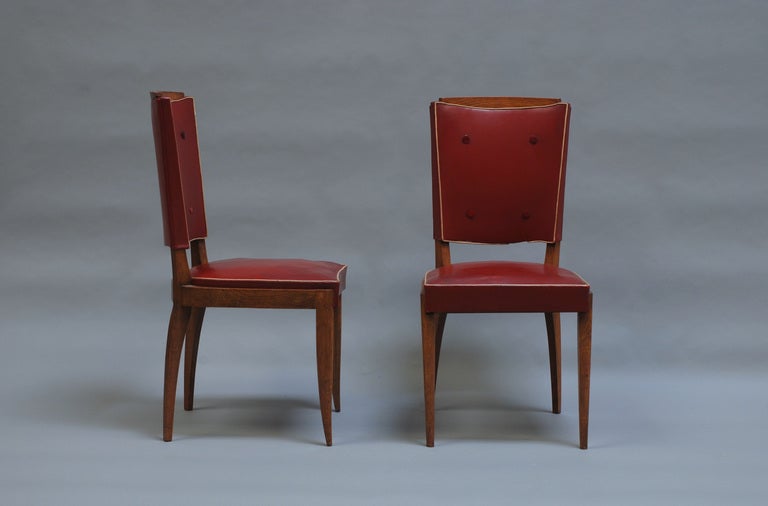 Set of 6 French Art Deco Stained Beech Chairs 3