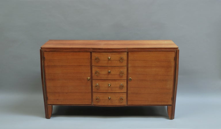 Fine French Art Deco two doors and four drawers rosewood commode / dresser with original bronze hardware. 
     