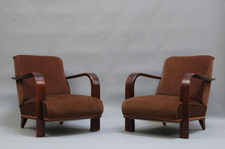 Pair of French Art Deco Armchairs by Robert Block 6